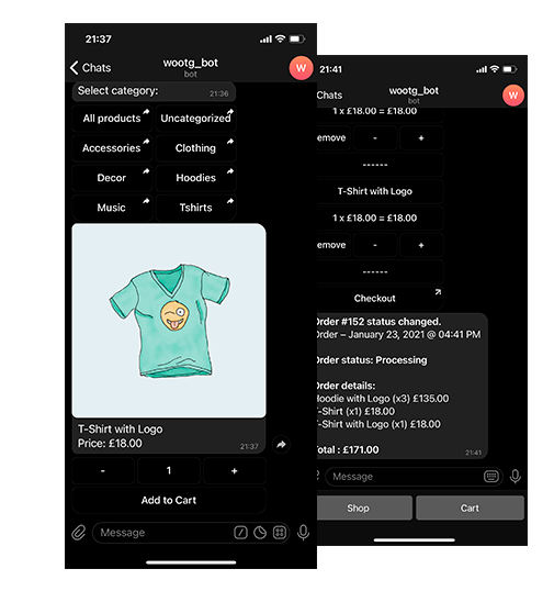 افزونه ربات فروشگاهی تلگرام بر پایه ووکامرس نسخه پرو